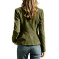 thumbnail image 4 of Sorvello Women’s Short Faux Suede Jacket Tailored Fit Notch Lapel Button Closure Structured Coat Army Green L, 4 of 6