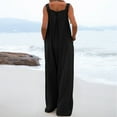 thumbnail image 5 of Sawvnm Jumpers for Women with Pockets Casual Cold Shoulder Jumpsuit Solid Button Suspender Jumpsuits Wide Pocket Leg Pant Jumpsuit, 5 of 8