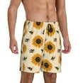thumbnail image 2 of Kdxio Sunflowers And Bee Print Mens Sleep Shorts Bottoms Soft Comfy Pajama Wear Pants with Drawstring Pockets, 2 of 7
