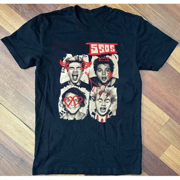 VINTAGE New Popular 5 Seconds Of Summer Teeth Cotton Black S-5XL Shirt YY119