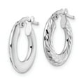 thumbnail image 2 of 925 Sterling Silver Rhodium Plated Women's Diamond Cut Tube 2mm Hoop Earrings | 18mm, 2 of 4