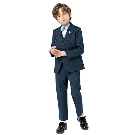 

GDEGE Children Casual Comfortable Fashion Party Performance Holiday Pants Kids Boys Handsome 5 Piece Suit Clothes Holiday Outdoor Soft Piano Hosting Performance Dress Suit