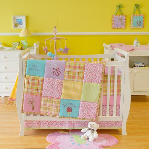 Sumersault Aloha Patchwork 4 Piece Crib Bedding Set