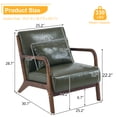 thumbnail image 3 of Accent Chairs, Single Linen Lounge Reading Armchair with Solid Wood Frame, Mid Century Modern Easy Assembly Arm Chairs for Living Room, Dark Green PU, 3 of 9