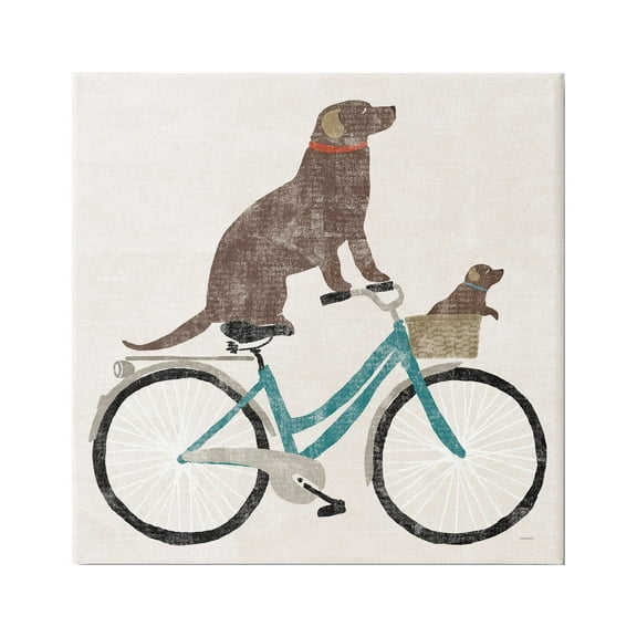 Stupell Industries Vintage Dogs Riding Bicycle Animals & Insects Painting Gallery Wrapped Canvas Print Wall Art, 17 x 17
