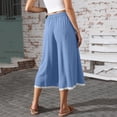 thumbnail image 6 of MLQIDK Pedal Pushers for Women Capri Pants Dressy Casual Elastic Waist Knee Length Capris Trendy Summer Crop Capri Pants with Pockets Blue S, 6 of 7