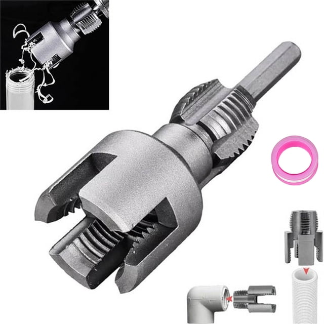 YYV Plumbing Tools 4 In 1 Pipe Wrench Threader Integrated 1 2 And 3 4 Inch Water Pipe Internal External Threading Multifunctional Pipe Tool Plumbing Tools 4 In 1