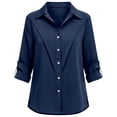 thumbnail image 2 of Women's Button Down Shirts Collared Solid Color Work Fashion Spring Tops Long Sleeve Business Casual Blouses, 2 of 3