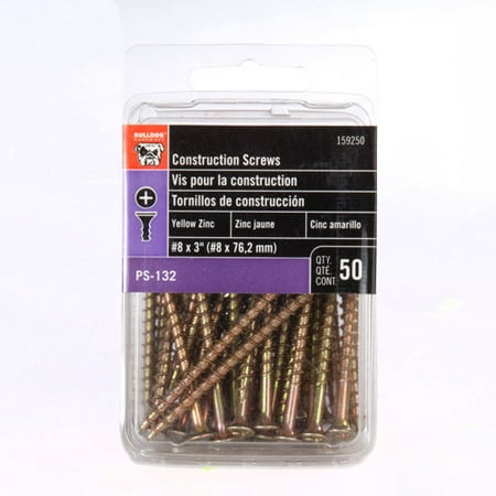 Bulldog Hardware #8 x 3 in. Flat-Head Construction Screws (Best Screws For Stucco)