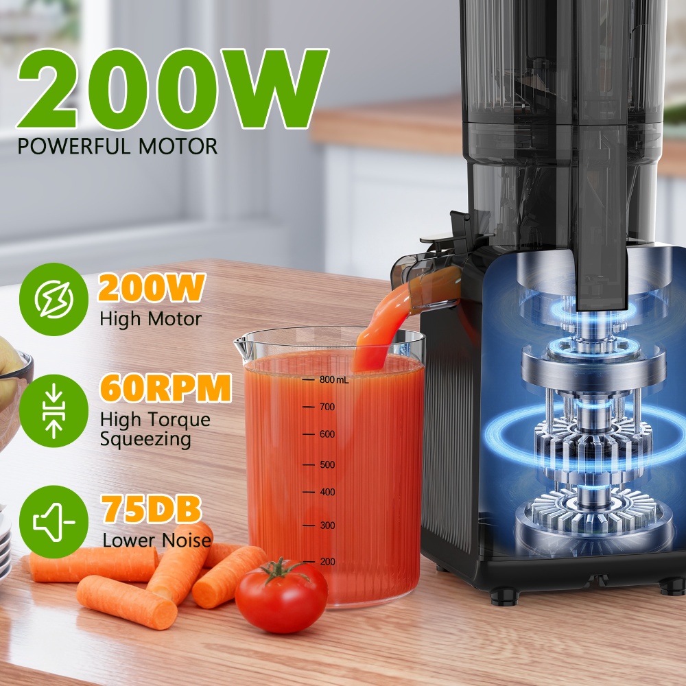 KNDKO Clod Press Juicer, 4.35" Wide Feed Chute Juicer Machine, Slow Masticating Juicer for Whole Vegetables & Fruits