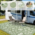 thumbnail image 6 of HIWEAVER Sage Green 8'x 10' Outdoor Rug Garden Decor Scalloped Bordered Floral Carpet Plastic Straw Waterproof Reversible Patio Area Rug for Balcony Deck Picnic Portable Camping Mat, 6 of 6