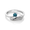 thumbnail image 2 of Gem Stone King Round London Blue Topaz 0.30 Ct  925 Sterling Silver Women's Wing Ring, 2 of 3