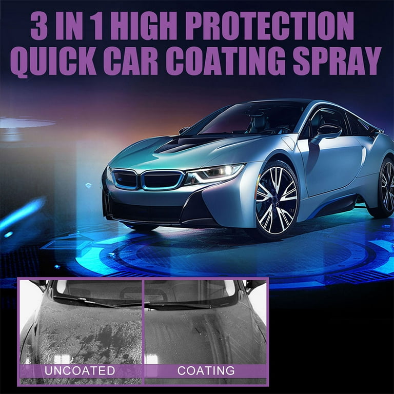 3 in 1 High Protection Quick Car Coating Spray, Car Ceramic Coating Spray Nano Repair Spray, Quick Coat Car Wax Polish Spray(100ml/2pc+Brush cloth)