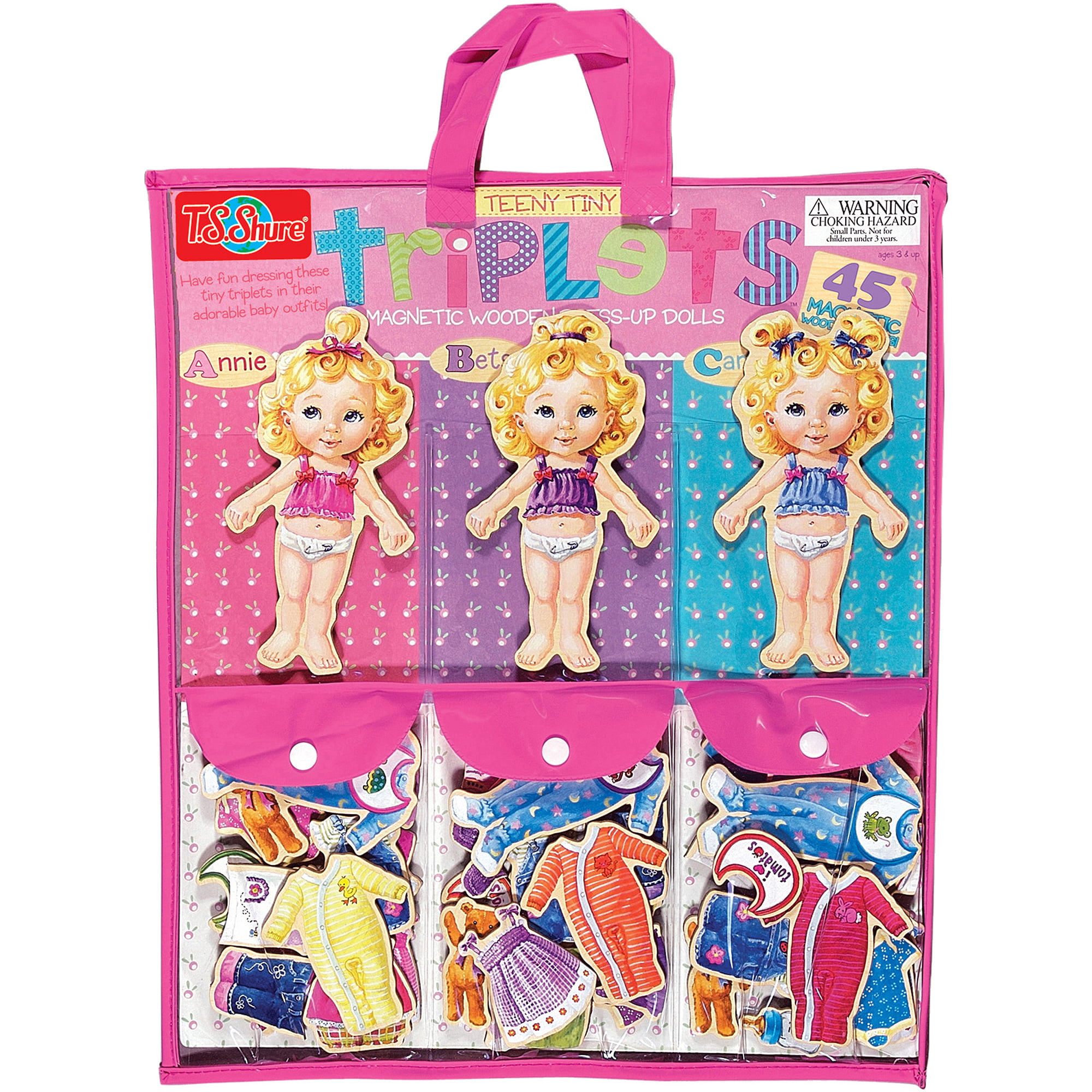 Shure Teeny Tiny Quadruplets Preschool Wooden Magnetic Dress-Up Dolls T.S 