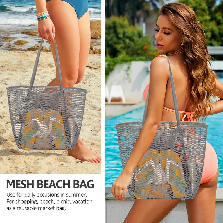  Beach Bags Waterproof Sandproof, Mesh Beach Bag for