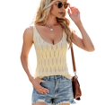 thumbnail image 3 of Women Knit Tank Tops Eyelet V Neck Sleeveless Shirts Summer Trendy Casual Slim Fit Basic Tanks L, 3 of 9