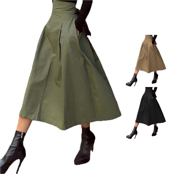 PMVFHDE Womens Maxi A-line Long Skirt Slim High Waist A Line Long Half Skirt Fashion Daily Outfit