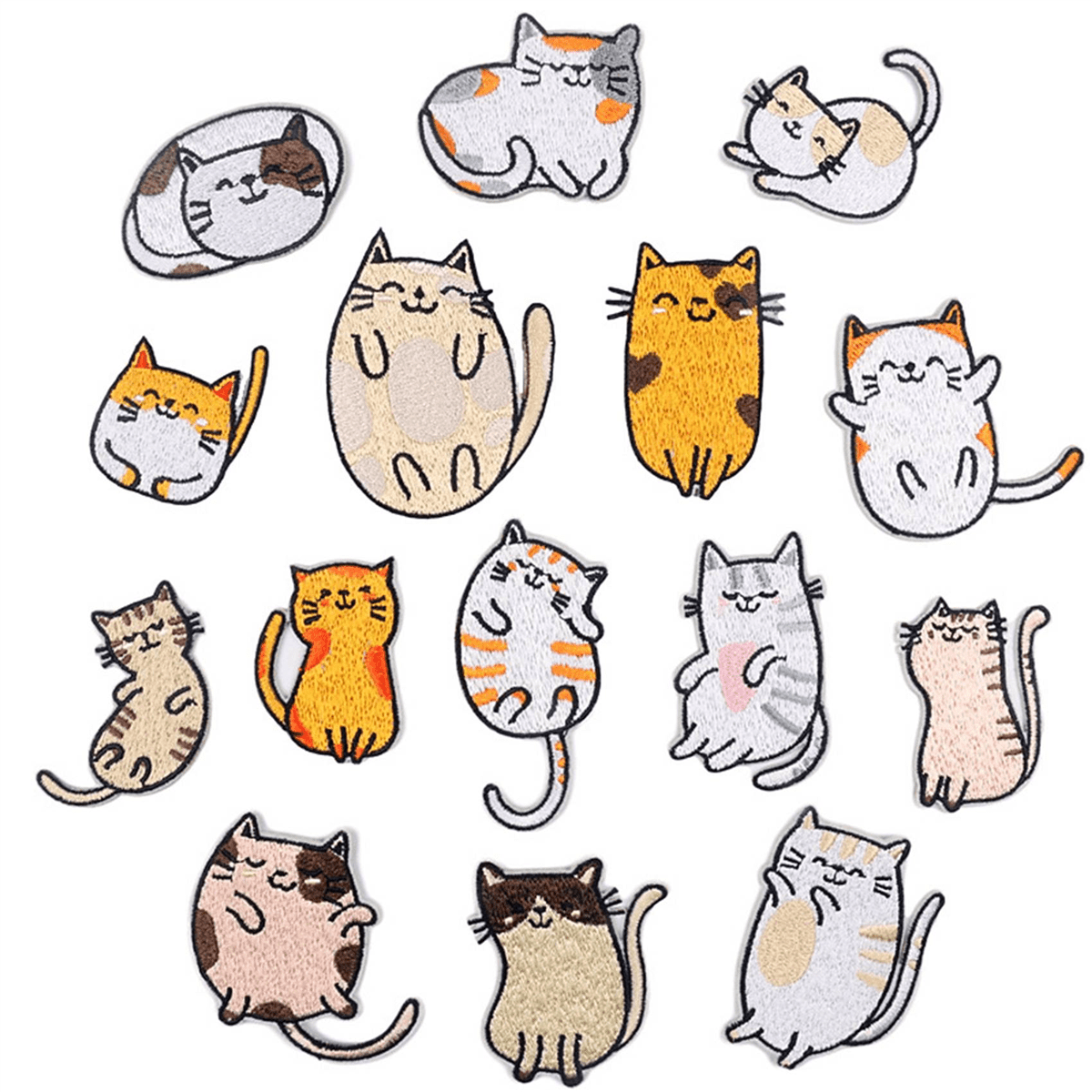 Embroidered Iron on Patches, 90PCS Vivid Cute Cat Embroidery Patches for Jeans Jackets Sewing Applique DIY Accessory