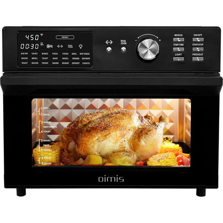 Air Fryer Rotisserie Toaster Oven,32QT X-Large Stainless Steel Combo 21 IN  1 Countertop Oven Dual Cook Patented Dual - AliExpress