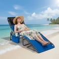 thumbnail image 4 of QinaQin Camastro plegable para exterior con 5 posiciones, diseño cómodo para tomar el sol, incluye almohada y bolsillo lateral, ideal para playa, patio o alberca, 4 of 8