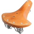 thumbnail image 1 of Nuevo Sillín de bicicleta de resorte de cuero genuino, asiento de resorte de cojín de sillín de bicicleta de cuero de repuesto Retro, 1 of 5