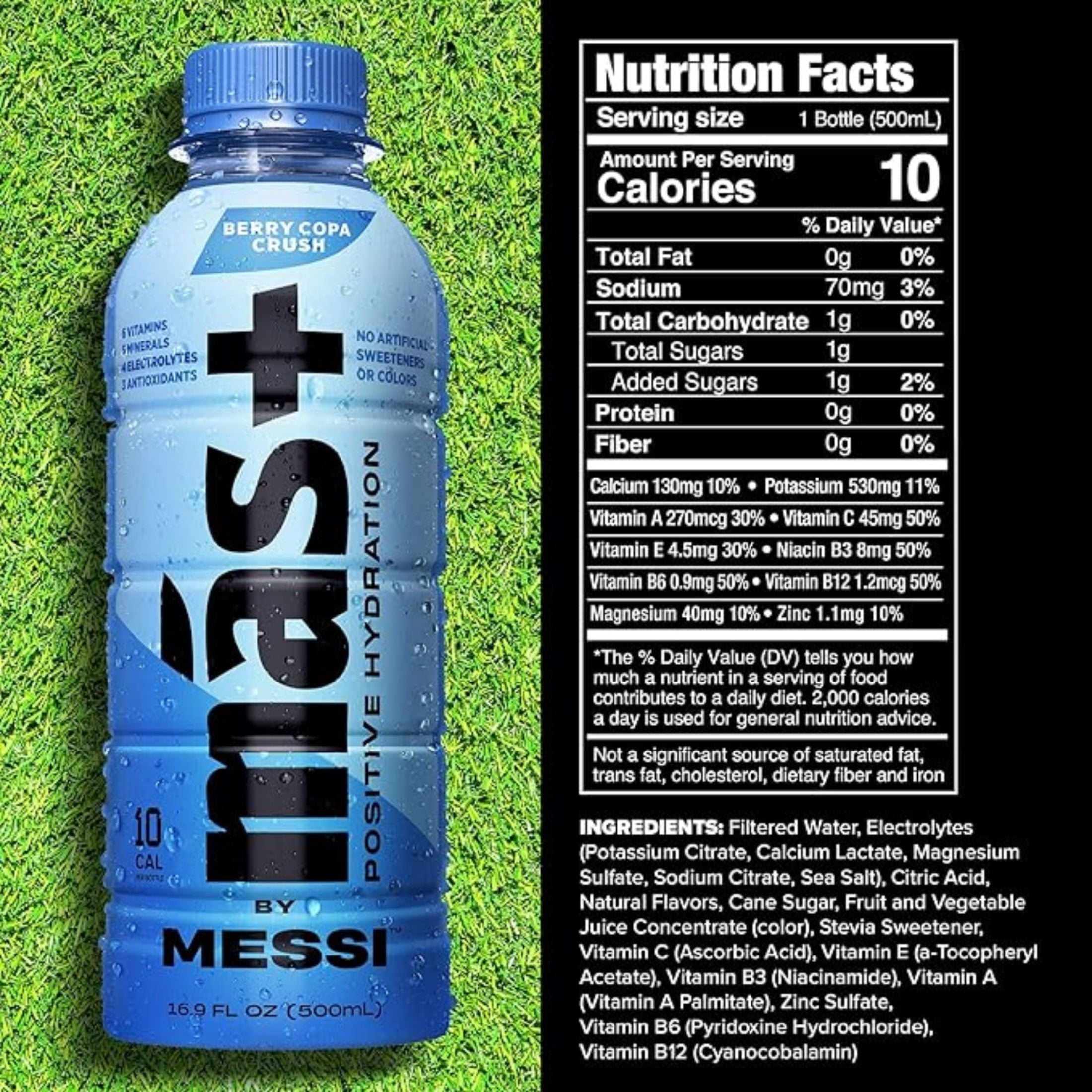 (2 pack) Mas+ by Messi Hydration Sports Drink Berry Copa Crush, 16.9 fl oz Bottle