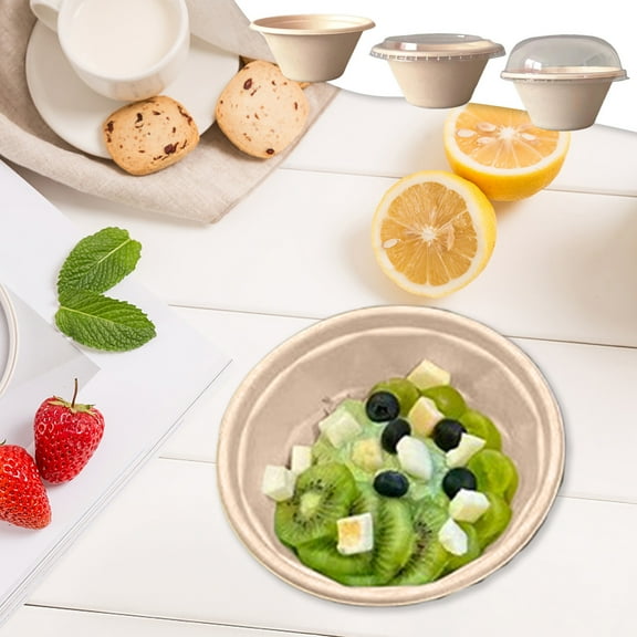 Nsxcdh Disposable Tableware,Paper Yogurt Bowl,One-Time Cold Extract Ice Cream Bowl,Shaved Ice Bowl,Stylish Straw Hat Design for Dessert Use