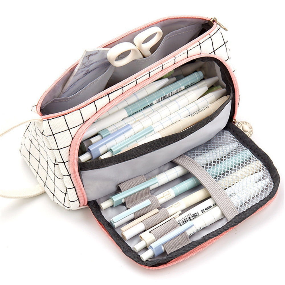 Single One Zip Pencil case Pen bag Kids School makeup pouch stationery Canvas 