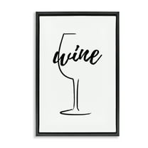 Stupell Industries Minimal Wine Glass Food & Beverage Painting Black Floater Framed Art Print Wall Art, 17 x 25