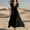 Black, variant on Maxi Dresses for Women Plus Size Cotton Linen Moomoo Tshirt Dress V Neck Short Sleeve Black Womens Sundress L