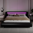 thumbnail image 4 of Amolife King Size Wave-Like Curve Deluxe Upholstered Modern Bed Frame with LED Headboard, Black, 4 of 9