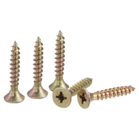 

Uxcell M5 x 30mm Phillips Flat Head Carbon Steel Color Zinc Plated Wood Screws 200 Pack