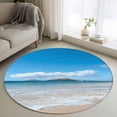 thumbnail image 3 of Summer Ocean Beach Round Area&nbsp;Rug 3.3ft Modern Blue Sky Marine Non-Slip&nbsp;Washable Circle Rugs Soft Felt Indoor Floor Mat for Bedroom Kitchen Living Room Bathroom, 3 of 9