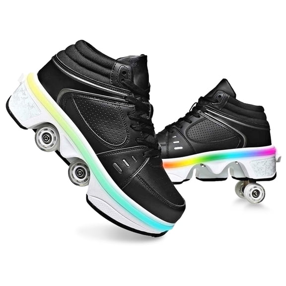 Roller Skate Shoes for Men and Women, Row Deform Wheel Roller Skates with LED Lights, Sneakers with Wheels for Girls Boys