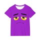 thumbnail image 2 of Blusas y camisas de manga corta con cuello redondo para niños y niñas, color liso, con estampado de expresión linda, manga corta, holgadas y cómodas, blusa para niña, 2 of 6
