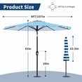 thumbnail image 4 of Kicctian 9FT Outdoor Patio Umbrella, Market Umbrella with 8 Sturdy Ribs, Push Button Tilt & Crank Lift, UV Protection, Waterproof Canopy for Garden, Deck, Pool - New Blue and White Stripes, 4 of 6