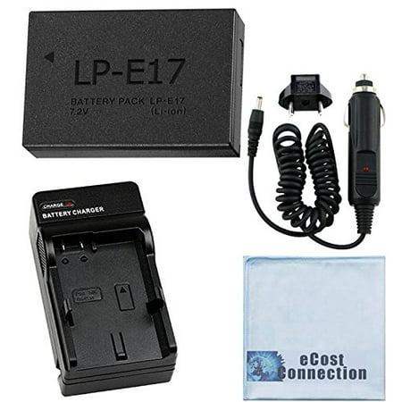 Micro Extra Battery Charger - LP-E17 Battery + Home/Car Charger for Canon EOS Rebel T6i, T6s, M3, 750D, 760D Cameras &More + eCostConnection Microfiber Cloth