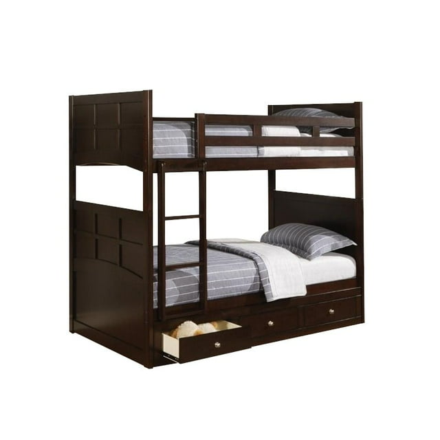 Coaster Jasper Twin Bunk Bed with Storage in Rich Cappuccino Finish