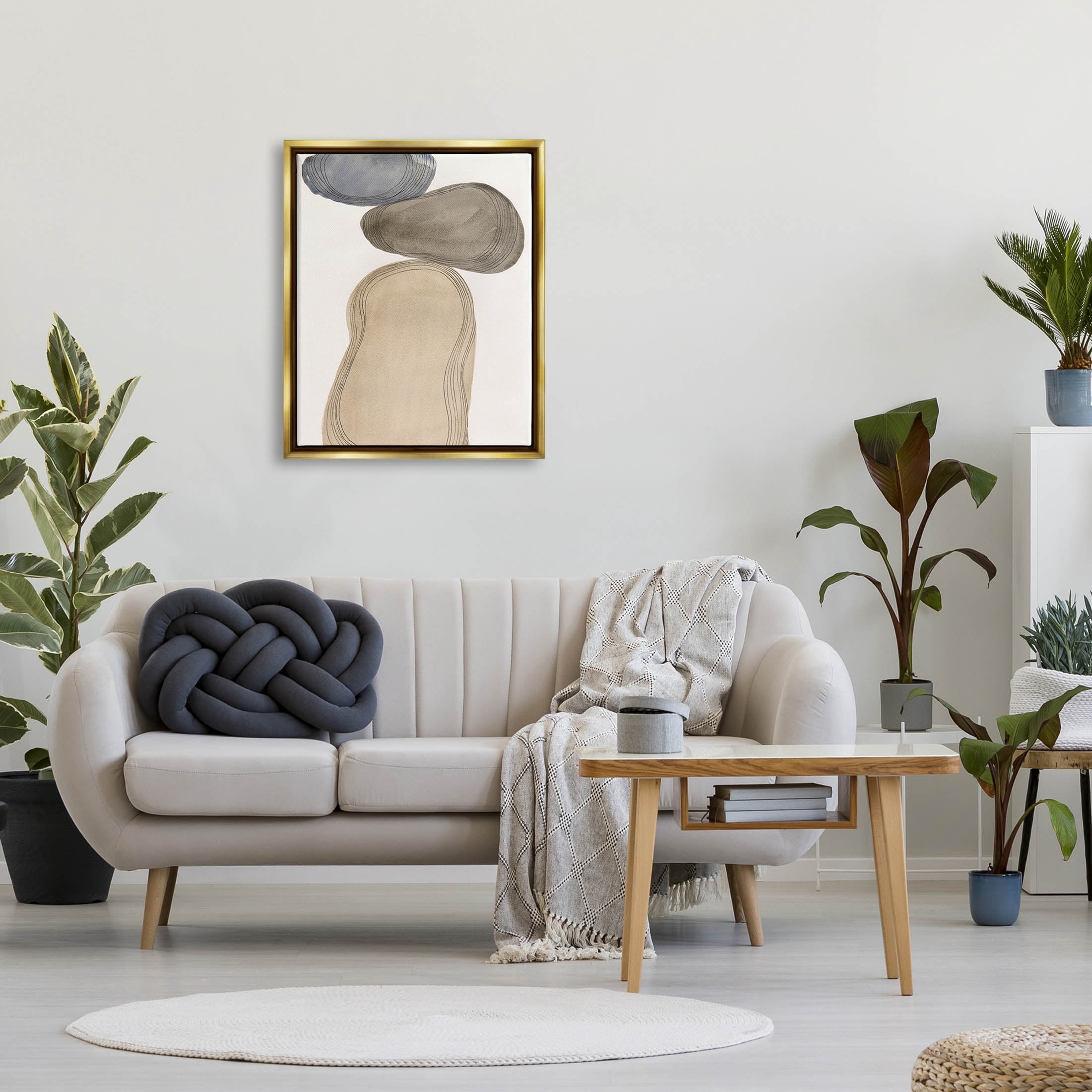 Stupell Industries Contemporary Circular Shapes Arrangement Graphic Art Metallic Gold Floating Framed Canvas Print Wall Art, Design by Laura Marr