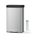 thumbnail image 3 of 21 Gal / 80L Stainless Steel Trash Can with Lid, Step-On Kitchen Garbage Bin with Soft Close Plastic Lid, Rustproof Metal Trash Can with Inner Bucket Rim & Rear Handle for Easy Transport, Silver, 3 of 7