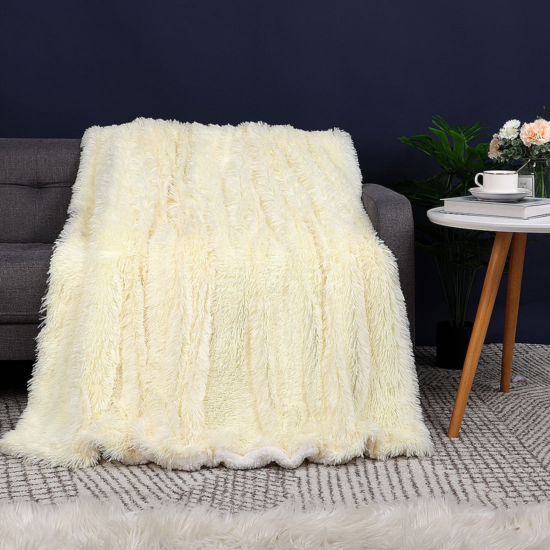 Luxury Faux Fur Blanket Soft Warm Shaggy Sherpa for Sofa Couch Bed