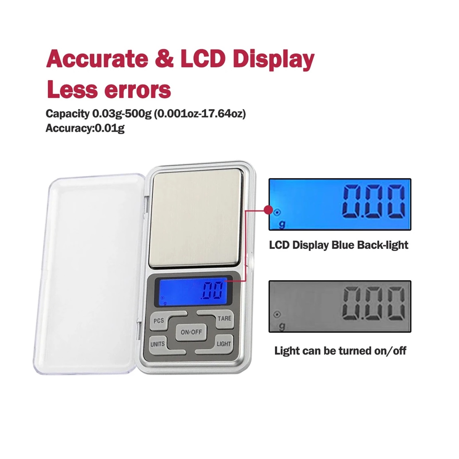 0.01g 500g Mini Electronic Scales High Precision Pocket Digital Scale For Jewelry Gold Silver Balance Gram For Kitchen - High Precision