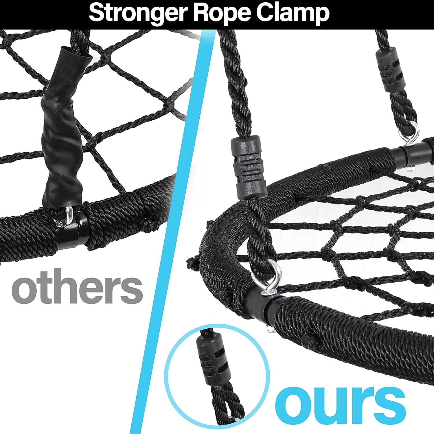Largest 48" Spider Web Swing Set for Tree 700lbs Extra Large Platform Net Swing 71inch Adjustable Hanging Ropes - Attaches to Trees or Existing Swing Frame for Multiple Kids or Adult Black