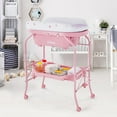 thumbnail image 5 of INFANS 2 in 1 Baby Changing Table with Bath Tub Unit, Folding Diaper Dresser Station with Wheels Waterproof Pad Storage Rack, Portable Nursery Organizer Stand for Newborn Infant, 5 of 10