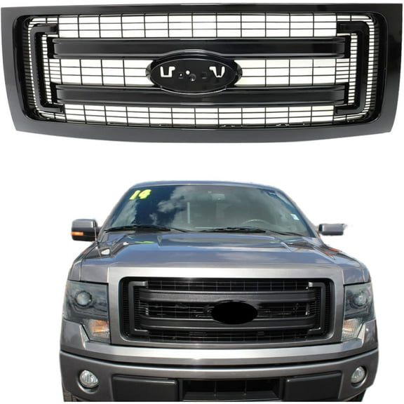 SEBLAFF Front Bumper Grille Glossy Black Mesh Style Grille Replacement for F-150 Model 2009-2014