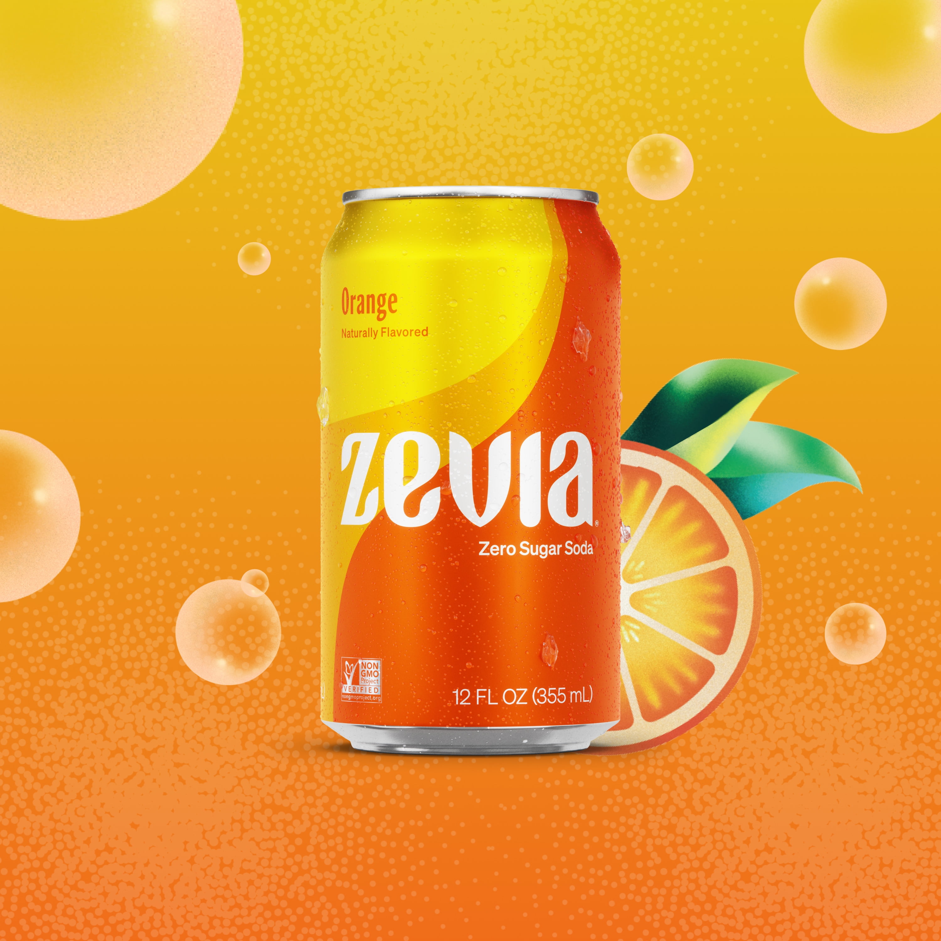 Zevia Zero Sugar, 0 Calorie Orange Soda, 12 fl oz, 8 Pack