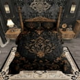 thumbnail image 2 of Manfei Bohemian Damask Bedding King Comforter Set, Black Brown Down Comforter, Victorian Flower Bedding Sets King with Comforter, Breathable Bedroom Decoration, 3 Pieces Reversible, 2 of 8