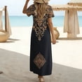 thumbnail image 4 of XUNKUSGA Boho Dresses for Women Fashion Floral Print Maxi Dress Casual Cotton V Neck Short Sleeve Split Sun Dresses Women with Pockets for Beach,Black,S, 4 of 7