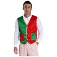 thumbnail image 2 of TiaoBug Men's Christmas Color Block Waistcoat Vest Tops Open Front Santa Claus Sleeveless Tops Red&Green M, 2 of 7