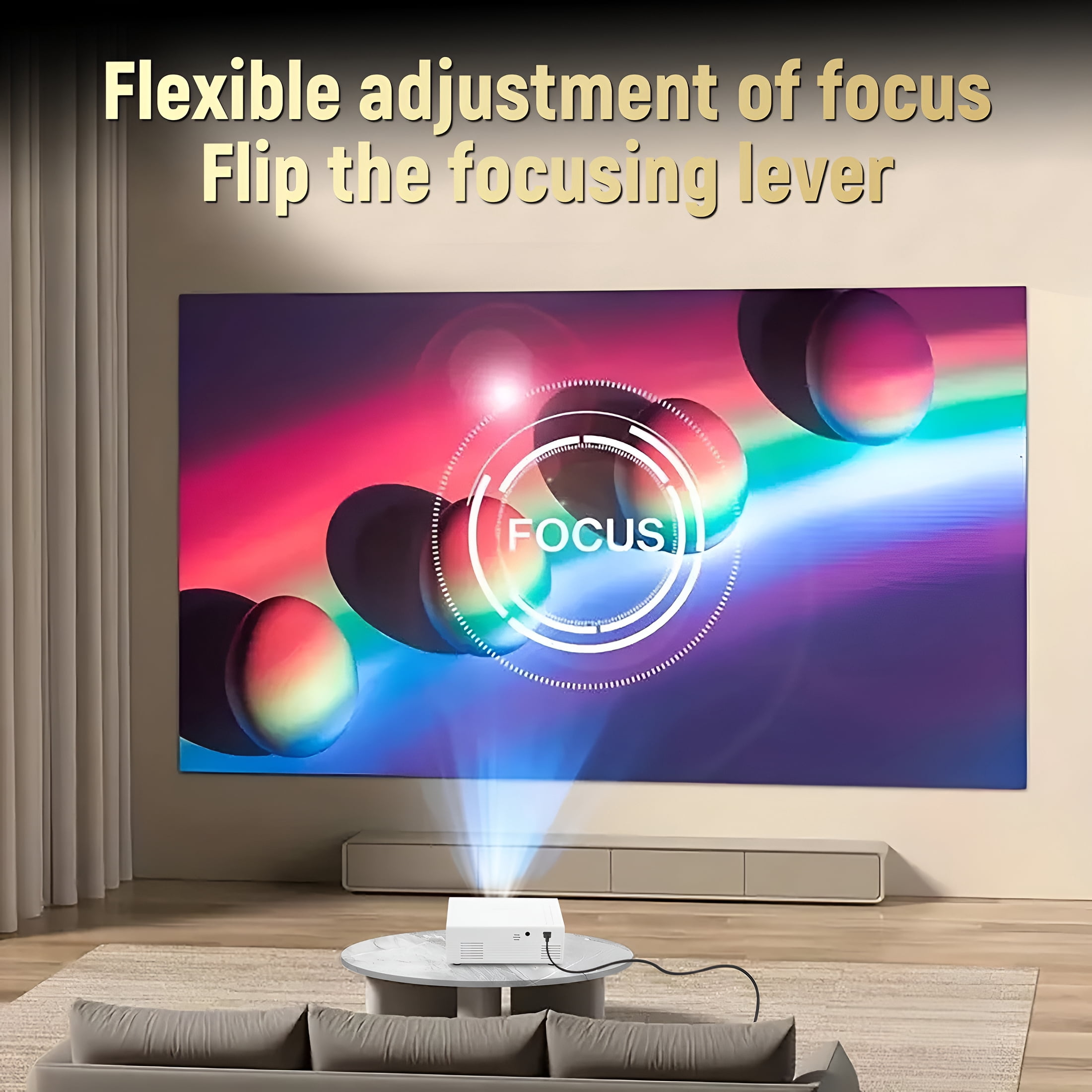 GJX 2026 New Portable Mini Led Projector – 1080P Hd Decoding,24-100 Inch Projection,Hd Display Interface/Usb/Audio Connectivity,Built-In Speaker,30,000